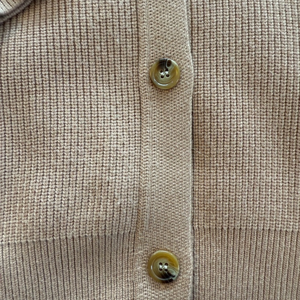 Tan Ribbed Button-Down Cocoon Cardigan - Picture 4 of 9